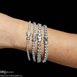 Tennisarmband Ontwerper Luxe sieraden Goud Platina diamanten heren Feestcadeau 3 4 5 6 mm 7 8 inch modearmbanden voor vrouwen jewel237I