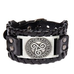 Tennis armbanden modieuze brede lederen armband mannen punk gevlochten touw Nordic God rune polsband viking heren sieradenfeestje