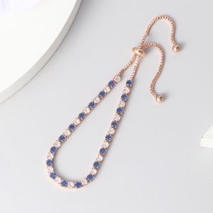 Bracelets de tennis pour femmes Simple bleu rond Zircon couleur or Rose filles Bracelet bijoux mode coréen bijoux H055