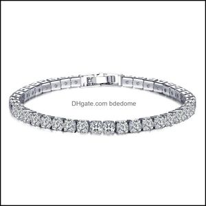 Tennis Bracelets Bijoux 18K Blanc/Jaune Plaqué Or Étincelant Cubic Zircon Cz Cluster Bracelet Mode Femmes Pour La Fête De Mariage276E Drop D