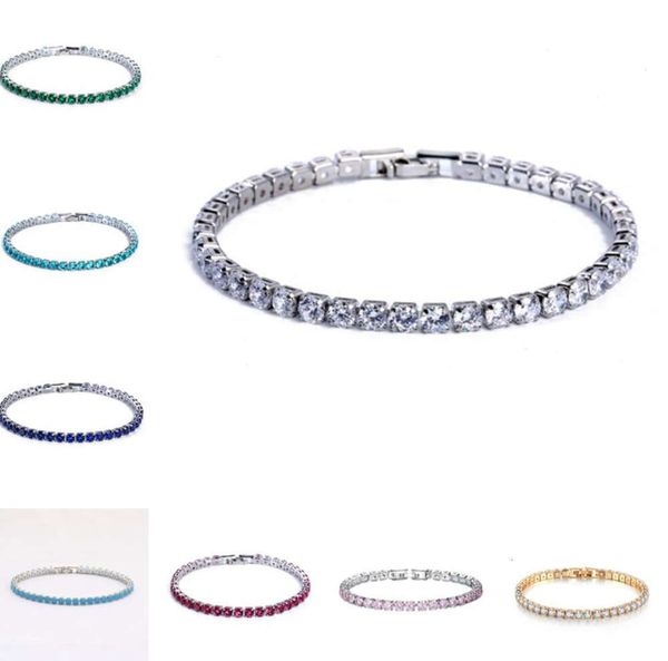 Tennis Bracelets Bijoux Designer Bracelet De Luxe 4Mm Zircone Cubique Glacé Chaîne Cristal De Mariage Pour Femmes Hommes Or Sier Bracelet