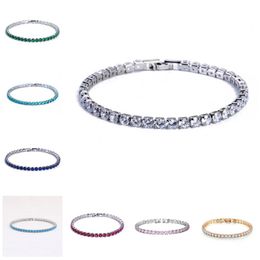 Tennis Armbanden Sieraden Luxe 4Mm Zirconia Iced Out Chain Crystal Wedding Voor Vrouwen Mannen Gold Sier Armband