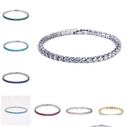 Tennisbarmbanden sieraden luxe 4 mm kubieke zirkonia ijsketen ketting kristallen bruiloft voor vrouwen mannen goud sier armband druppel delive otash