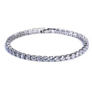 Tennis Bracelets Sieraden Luxe 4 mm kubieke zirkonia Iced Out Chain Crystal Wedding armband voor vrouwen mannen goud sier drop levering 2021 wzabk
