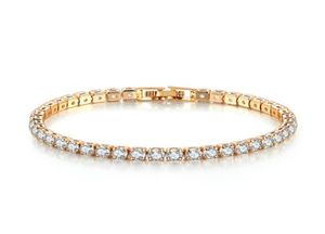 Bracelets de tennis bijoux Luxury 4 mm Cubic Zirconia Iced Chain Crystal Wedding For Women Men Gold Sier Bracelet4520936
