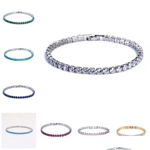 Tennisbarmebanden sieraden luxe 4 mm kubieke zirkonia ijsketen ketting kristallen bruiloft voor vrouwen mannen goud sier armband drop levering otayx