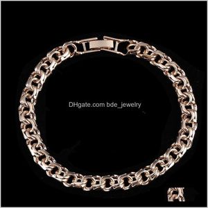 Tennis armbanden JewelryBracelet 585 Rose Sieraden Een vorm van weven Lange 7 mm brede handtarium Goud kleurarmband mannen en vrouwen vallen delive