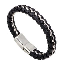 Bracelets de tennis vends cuir tresse femme Bracelet aimant charme hommes et femmes acier inoxydable chaîne noir Whi