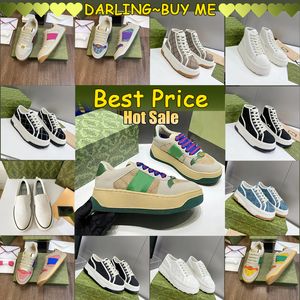 Tennis Casual Shoes Luxurys Designers Womens Shoes Green Cotton Mens Sneakers Classic Womens 2024 MEILLEUR PRIX HAUTE QUATIVIE DUAUDING Fabric Vintage