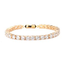 Bracelet en cuivre de chaîne de tennis Men039 bijou hip hop zircon piqué quatre couleurs Femme CZ Bracelet Link 18cm 28cm5141338