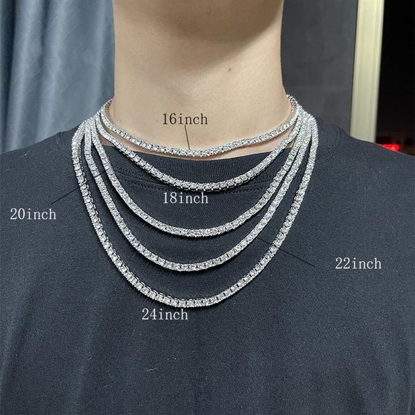 Chaîne de Tennis en diamant pour hommes et femmes, collier de luxe en cristal brillant, en Zircon, à la mode, bijoux Hip Hop, cadeau de fête, 2343