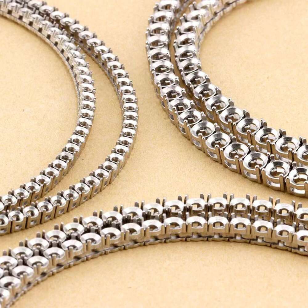 Tennis chain without stones empty moutings 3 chains packs 4mm 5mm 6mm with lobster clasps electroplated and polished