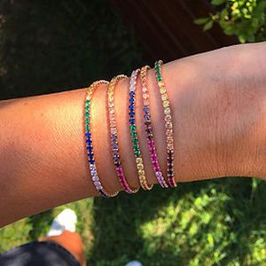 Tennis Charm CZ Zirkon Rainbow Bracelet for Women Luxury Mticolor Crystal Couple Sieraden Geschenken 2021 armbanden Drop levering SMTGX