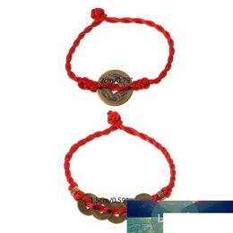 Tennis chinois Feng Shui richesse pièces de cuivre porte-bonheur pendentif Bracelets à cordes rouges livraison directe bijoux Dhgarden Dhpid