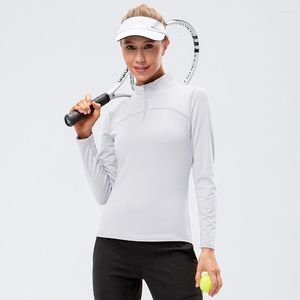 Tennis kleding herfst herfst lange mouw yoga shirt dames gym snel droge elastiek warme sport strakke shirts fitness hardloop training tops