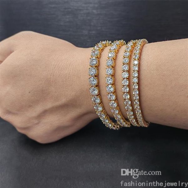 Tennis Designer Bracelet diamant luxe bijoux cadeau 3 4 5 6 mm 7 8 pouces mode moissanite bracelets en or blanc pour hommes adultes hip248T