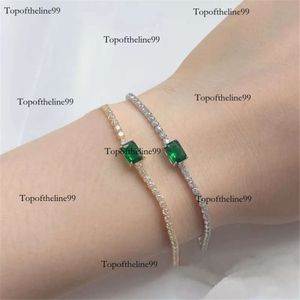 Tennis Designer Bracelet Woman Gold Charmarmbanden Sterling Sier Green Rectangle Dames Diamond Emerald Original Edition