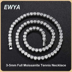Tennis Ewya Real 2.5/3/4/5 mm All Mo Siliconen Dames tennis ketting 925 Pure Silver Diamond Necklace Exquisite Jewelry D240514