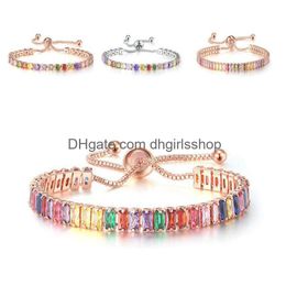 Bracelets de Tennis à la mode pour femmes, bijoux en Zircon scintillant, couleur or Rose, faits à la main, cadeau pour amis, livraison directe Dhzld