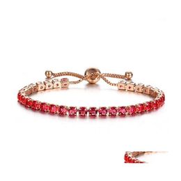 Tennis Fashion Charm Cz Pulsera para mujer Crystal Zircon Jewelry Ajustable Gold Sier Color Box Cadena Pulseras Regalo Drop Delivery Ot9Lp