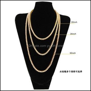 Tennis Gradueerden Goudketting 1 rij Gevestigde diamanten hiphop ketting 4 mm Hip Hop Mens Tone Iced Out Punk Tf Az4ph 445 Q2 Drop YydhHome Dh6qu