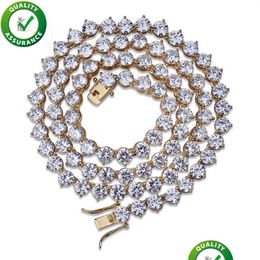 Tenis Graduado Joyería de Hip Hop Cadenas heladas Collar de diseñador de lujo Tenis de oro Hombres Bling Diamante Enlace cubano Pandora Dhgarden Dhb6B