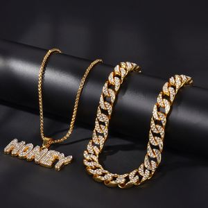 Tennis Afgestudeerd Mens Iced Out Chain Hip Hop Sieraden Ketting Armbanden Goud Zilver Miami Cubaanse Schakelkettingen geld