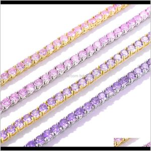 Tennis Gradueerde kettingen Hangers Drop levering 2021 4mm Men Hip Hop enkele laag tennisketen Rhinestone ingelegd cadeau One Row Jewelry NE