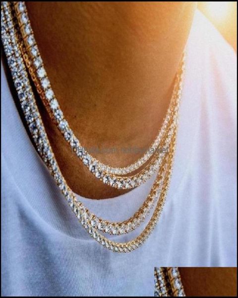 Tennis Colliers gradués Pendants Bijoux Mens Diamond Iced Out Collier de chaîne de tennis Sier Sier Rose Gold Chains Hip Hop M 4mm 5mm8484458