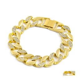 Tennis Hip Hop Jewelry Mens Iced Out Bracelets Luxe Gevestigde half Diamond Bangles goud gevulde Miami Cuban Link -keten voor mode dr otv3r