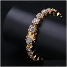 Tennis Hip Hop Mens armbanden Diamant Bracelet Bling Bangle Iced Out Out Charms Charms rapper mode sieraden drop levering dhgarden dhnh9