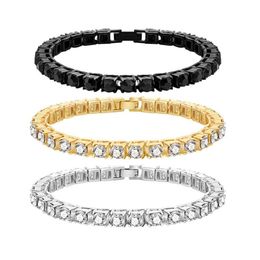 Tennis Hip Hop Heren Iced Out Crystal Enkele Rij Armband Bling Zirconia Armbanden Link Chain Sieraden Strass Drop Delivery Dhdap