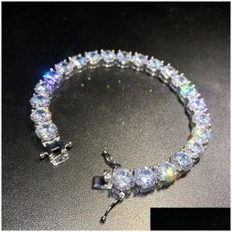 Tennis Bracelets en diamant glacé pour hommes Gold Sier Hip Hop Bijoux de haute qualité 8 mm Bracelet de bracelet Drop livraison Dhtoa