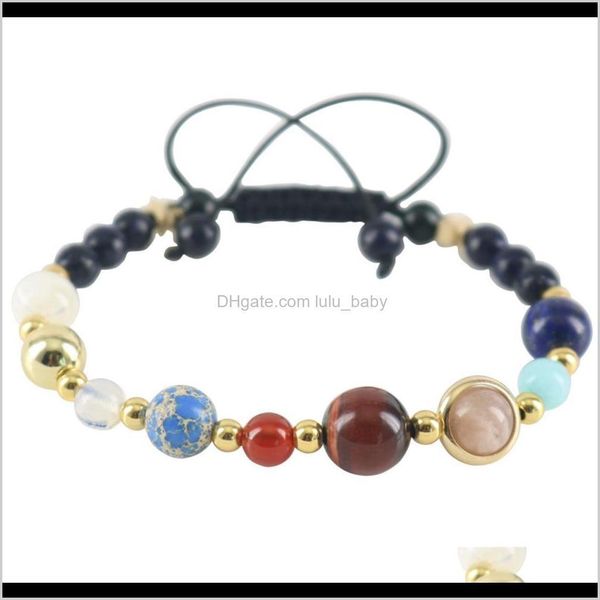 Entrega de caída de joyería de tenis 2021 Galaxy de universo hecho a mano Ocho planetas en el sistema solar Guardian Stars Beads Beads Women Pulseras