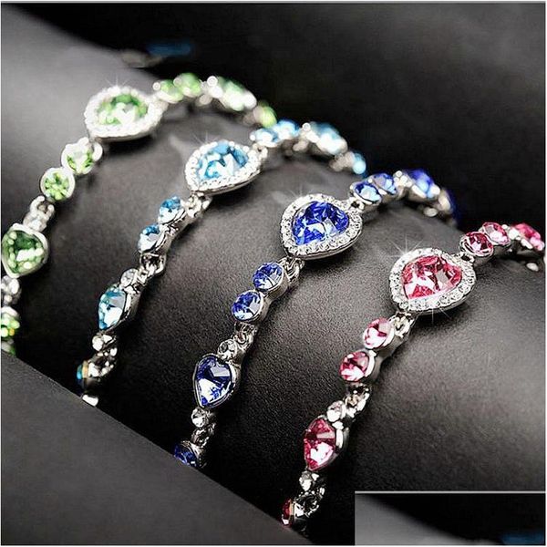 Tennis bijoux cadeau mode dame FL de diamant Bracelet amoureux Constellation coeur l'océan cristal goutte Deli Dhigd