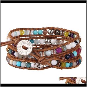 Tennis Jewelrykelitch Cuir Crâne Perles Colorées Wrap Bracelets Pour Femme Chaînes Bijoux À La Mode Pulsera Décorations Filles Drop Livraison 202