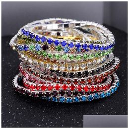 Tennis coreano 3,5 mm una fila strass braccialetti elasticizzati cristallo ghiacciato braccialetto braccialetto per le donne gioielli di moda donna in Bk Drop Dhne6