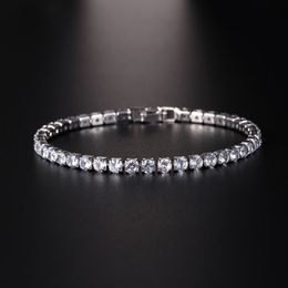 Tennis Luxury 4 mm Bracelet de zircone cubique Bracelet de mariage de chaîne glacée pour femmes