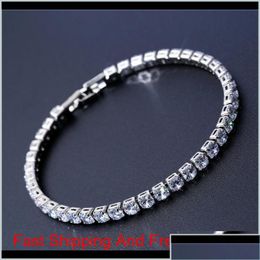 Tennis Luxury 4 mm Cubic Zirconia Bracelets de tennis Iced Chain Crystal Wedding Bracelet For Women Men Men Gold Jewelry L92OS DROP OTY2G