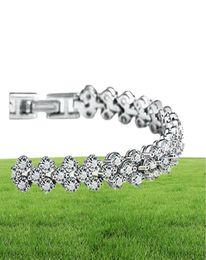 Tennis Luxe Oostenrijk Shining Crystal armbanden Echte 925 Sterling Silver Charms Bracelet Zirkon Diamant Romeinse tennislink Brace8624382