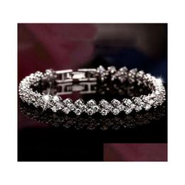 Tennis Luxe Autriche Brillant Cristal Tennis Bracelets Véritable 925 Sterling Sier Charms Zircon Diamant Roman Lien Bracelet Bijoux Dr Dhncy