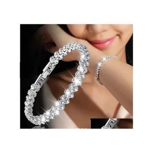 Tennis Luxury Crystal Bracelet for Women Bling White Rhinestone Gold Sier Rose Chains Bangle mode sieraden cadeau deliv levering Dhuyd