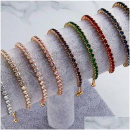 Tennis Luxe M kubieke zirkonia armbanden Iced Out Chain Crystal Wedding Bracelet For Women Gold Sier Color Classic Drop Dhqma