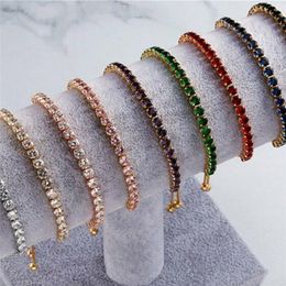 Tennis Luxury M Cubic Zirconia Pulseras Iced Out Chain Crystal Pulsera de boda para mujeres Gold Sier Color Classic Drop Delivery Smtqn