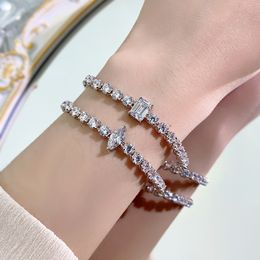Tennis Moisanite Diamond Bangle Bracelet 100% réel 925 Bracelets de mariage en argent sterling pour femmes bijoux de fiançailles nuptiales