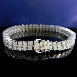 Tenis Moissanite Cadena de diamantes Pulseras Brazalete 100% Real 925 Pulseras de boda de plata esterlina para mujeres Joyería de compromiso nupcial