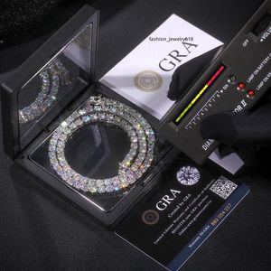 Collier de tennis de créateur Gra Hip Hop, bijoux 2.0mm-6.5mm, chaîne en diamant 925 argent or plaqué glacé, colliers cadeau