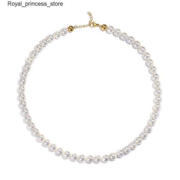 Collier de tennis en acier en acier non décoloding pour femmes haut de gamme Shijia Pearl Candarbone Chaîne à chaud Collier accessoire Q240322