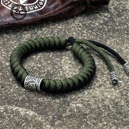 Tênis nórdico vikings runas contas pulseiras homens talismã valknut artesanal paracord corda pulseira amuleto acampamento sobrevivência jóias 170g