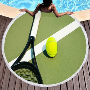 Tennispatroon rond strand dekenlichtgewicht sjaal zandbestendige strandhanddoekjes comfortabel snel droge zwembad handdoek picnicmat 24042222